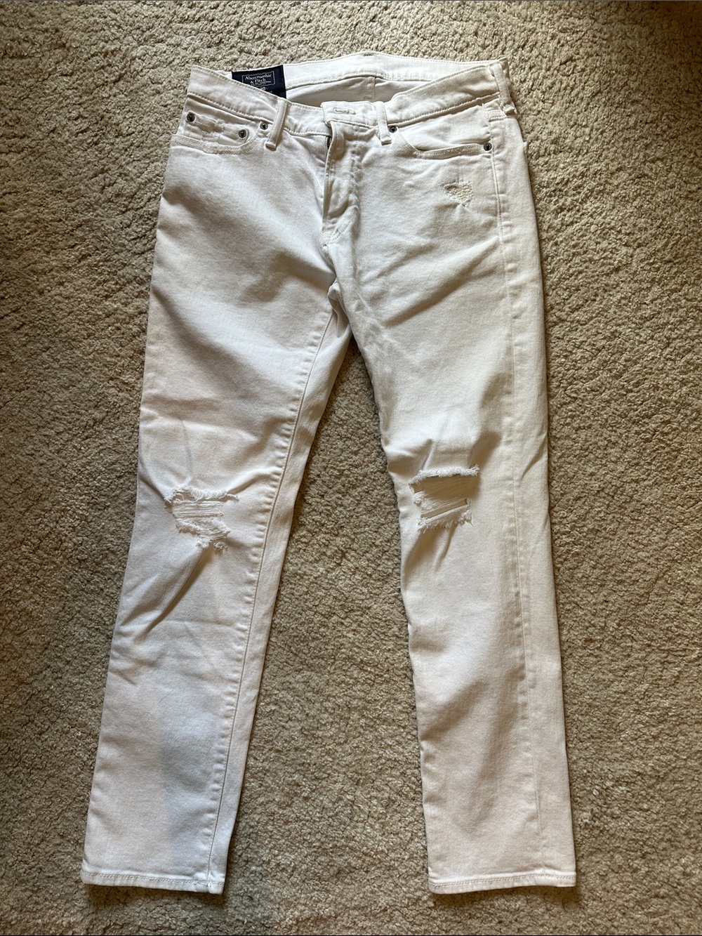 Abercrombie & Fitch White Ripped Skinny Jeans